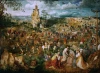 Reprodukcja The Procession to Calvary, Pieter Bruegel - Wzór graficzny. Scena z tłumem ludzi w różnorodnych strojach