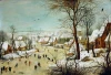 Reprodukcja Winterlandscape with skaters and bird trap, Pieter Bruegel - Wzór graficzny. Scena zimowa z łyżwiarzami