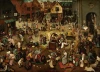 Reprodukcja Wojna Postu z Karnawałem, Pieter Bruegel - Wzór graficzny. Scena przedstawia tłum ludzi w różnorodnych strojach