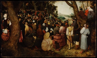Reprodukcja The Sermon of Saint John the Baptist, Pieter Bruegel - Wzór graficzny. Tłum ludzi w różnorodnych strojach