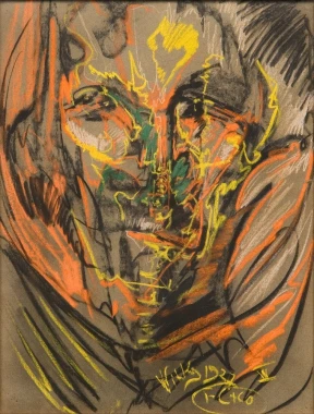 Reprodukcja Portret Heleny Białynickiej-Birula, Stanisław Ignacy Witkiewicz, Witkacy - Wzór graficzny. Obraz przedstawia
