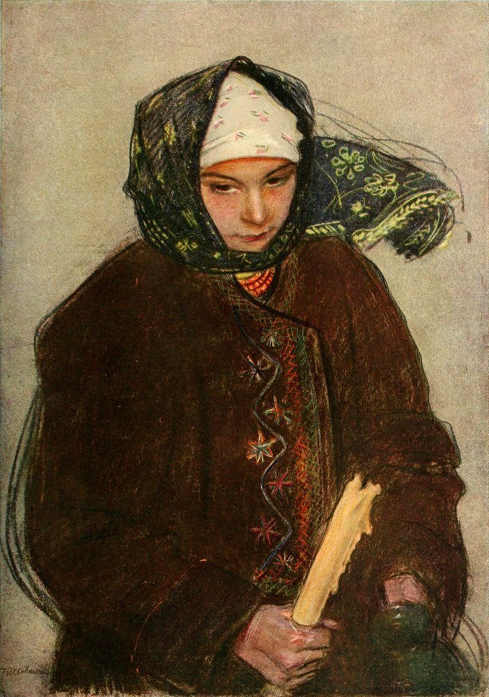 Reprodukcja Głowa chłopki (Rusinka) - Teodor Axentowicz