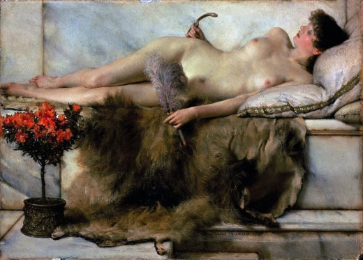 Reprodukcja obrazu Lawrence\'a Alma-Tademy In the Tepidarium przedstawiająca nagą kobietę na marmurowym łożu
