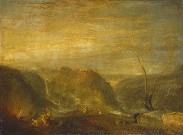 Reprodukcja The Rape of Proserpine, William Turner - Wzór graficzny. Obraz przedstawia krajobraz z górami, rzeką
