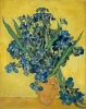 Reprodukcja Irises May 1890, Vincent van Gogh - Wzór graficzny. Kwiaty irysów w intensywnych odcieniach niebieskiego