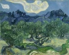 Reprodukcja Olive Trees with the Alpilles in the Background, Vincent van Gogh - Wzór graficzny. Obraz przedstawia zawirowane