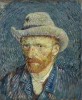 Reprodukcja Self-portrait with grey felt hat, Vincent van Gogh - Wzór graficzny. Mężczyzna w szarym kapeluszu z brodą