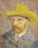 Reprodukcja Self-Portrait with Straw Hat, Vincent van Gogh - Wzór graficzny. Obraz przedstawia portret mężczyzny w słomkowym