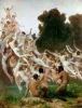Reprodukcja Les Oreades, William-Adolphe Bouguereau - Wzór graficzny. Postacie nagie w ruchu, otoczone naturą