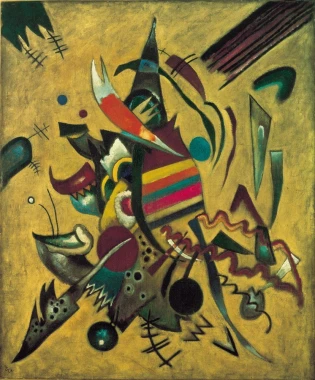 Reprodukcja Points, Wassily Kandinsky - Wzór graficzny. Kompozycja z dynamicznymi kształtami, liniami i kolorowymi plamami