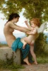 Reprodukcja Una giovane ragazza che si difende da Eros, William-Adolphe Bouguereau - Wzór graficzny. Postać kobiety