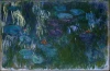 Reprodukcja Water Lilies, 1916, Claude Monet - Wzór graficzny. Obraz przedstawia lilie wodne na ciemnej wodzie z zielonymi