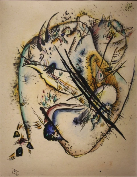 Reprodukcja Watercolour with Seven Strokes, Wassily Kandinsky - Wzór graficzny. Obraz zawiera abstrakcyjne kształty, linie