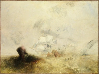 Reprodukcja Whalers, William Turner - Wzór graficzny. Obraz przedstawia statek na tle mgły i fal