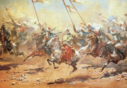 Reprodukcja Bitwa pod piramidami, szkic, Kossak Wojciech