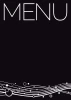 Tablica kredowa z nadrukiem menu 014 - Wzór graficzny. Grafika z napisem MENU w górnej części oraz falistymi liniami