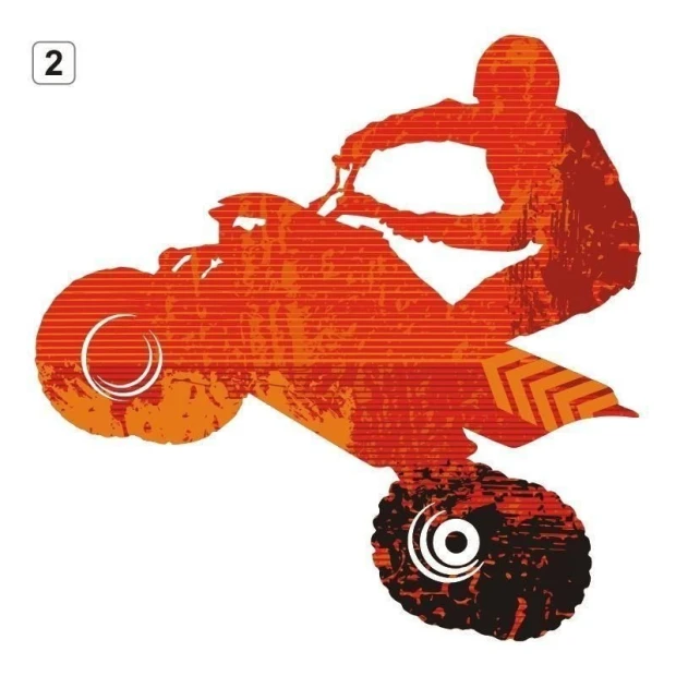 Wielokolorowa naklejka quad 1301 o dynamicznym wzorze, idealna do pokoju młodego miłośnika motoryzac