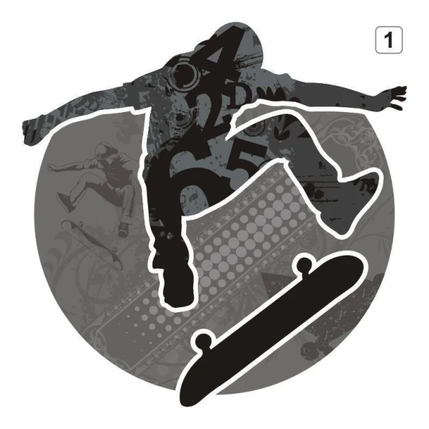 Dynamiczna naklejka wielokolorowa skater 1300, idealna do pokoju młodzieżowego, dodająca energii i c