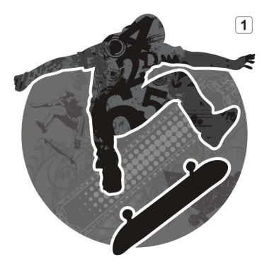 Dynamiczna naklejka wielokolorowa skater 1300, idealna do pokoju młodzieżowego, dodająca energii i c