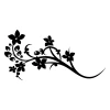 Elegancka naklejka chińska w formie czarnej, stylizowanej gałązki z kwiatami, idealna do nowoczesneg