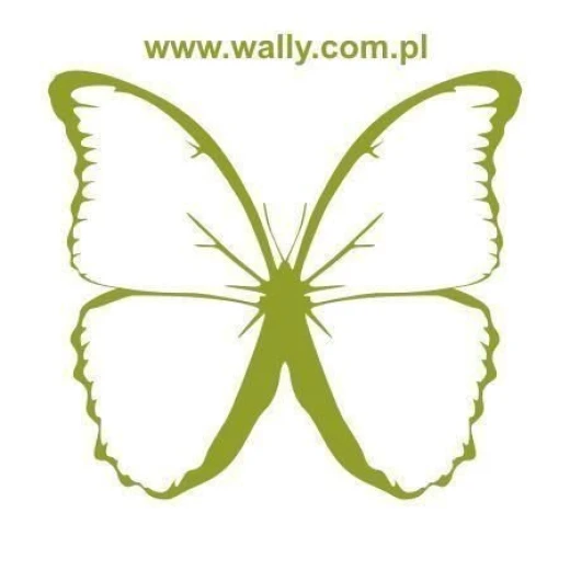 Naklejka ścienna z motywem motyla w przykładowej zielonej kolorystyce, przedstawiona na białym tle