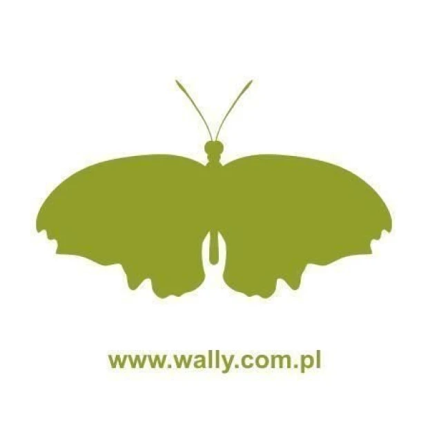 Naklejka ścienna przedstawiająca sylwetkę motyla w przykładowym zielonym kolorze na białym tle