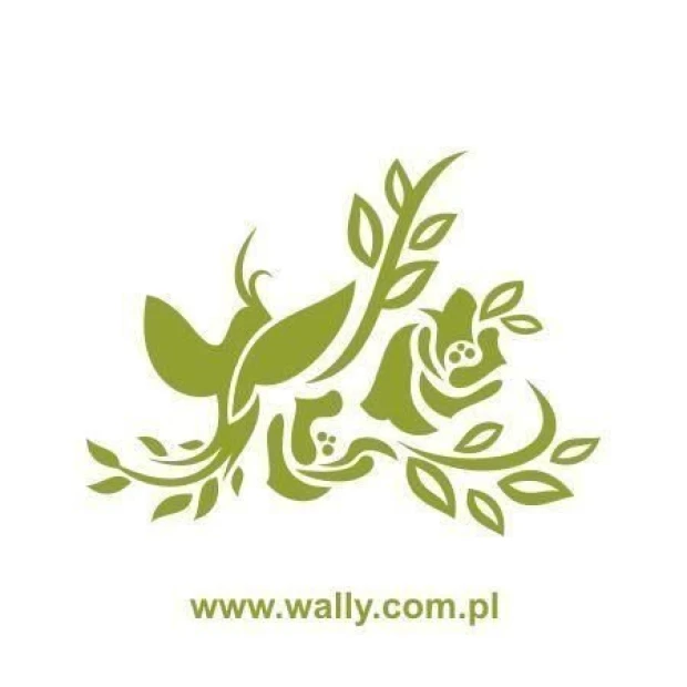 Stylowa naklejka w odcieniach zieleni, przedstawiająca kwiaty i ptaka, idealna do przytulnego wnętrz