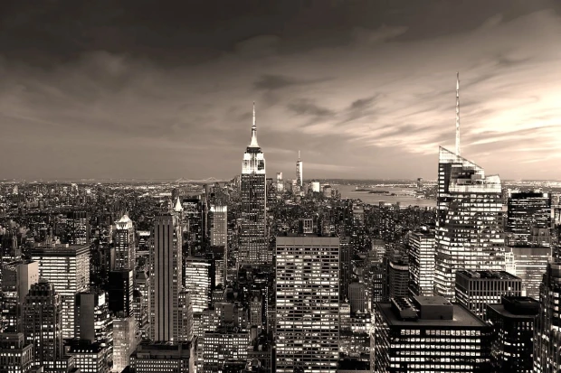 Fototapeta na ścianę z nadrukiem panoramy Nowego Jorku w tonacji sepii z widocznym wieżowcem Empire State Building
