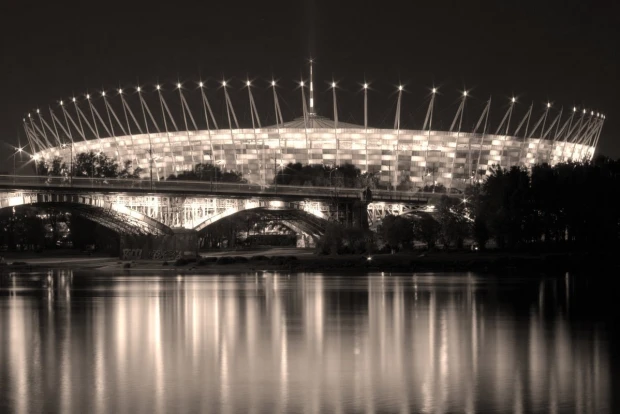 Fototapeta na ścianę stadion narodowy FP 5517 - Aranżacja w nowoczesnym wnętrzu. Ściany w stonowanych kolorach