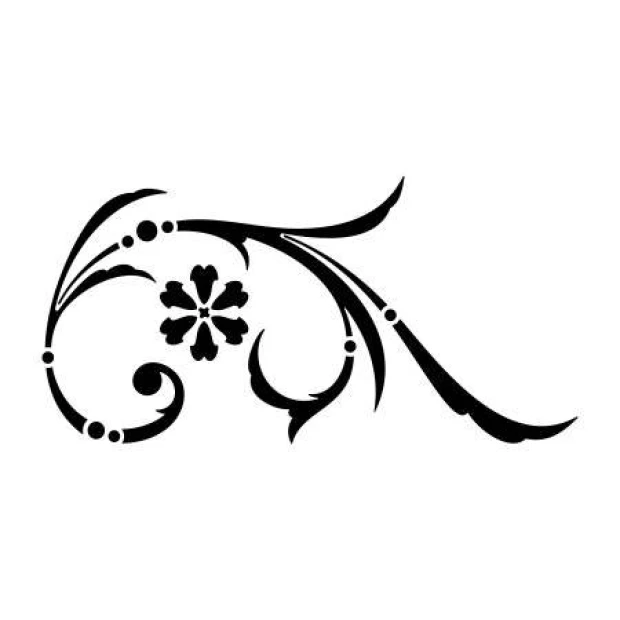 Szablon na ścianę ornament 2229 - Wzór graficzny. Wzór z falistymi liniami i kwiatowym motywem w centrum