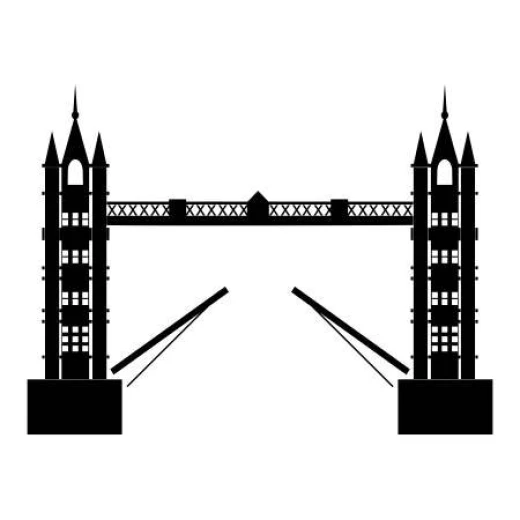 Szablon malarski z motywem mostu London Bridge w przykładowej czarnej kolorystyce na białym tle