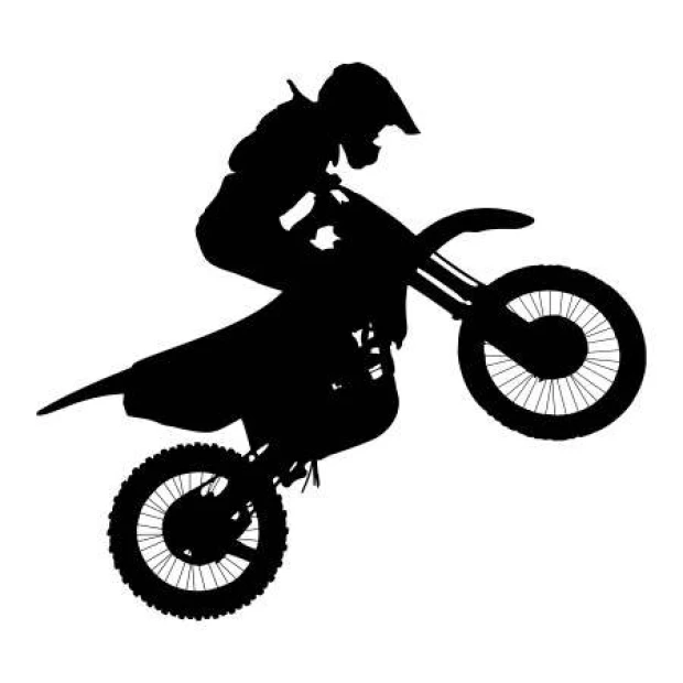 Motocyklista motocross szablon do malowania 2315 - Wzór graficzny. Postać motocyklisty w skoku na motocyklu, z wyraźnymi
