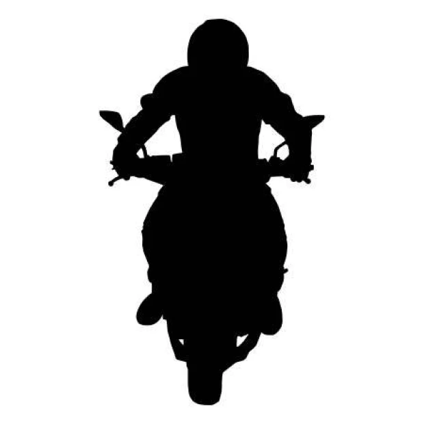 Motocyklista szablon do malowania 2308 - Wzór graficzny. Wzór przedstawia sylwetkę motocyklisty na motorze w pozycji