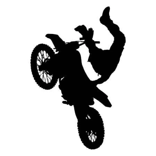 Szablon malarski z motywem motocyklisty wykonującego ewolucję w przykładowej czarnej kolorystyce
