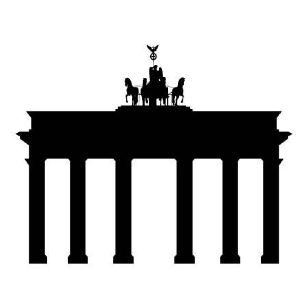 Szablon do malowania Brama Brandemburska 2281 - Wzór graficzny. Obiekt o kształcie bramy z kolumnami i figurą na szczycie
