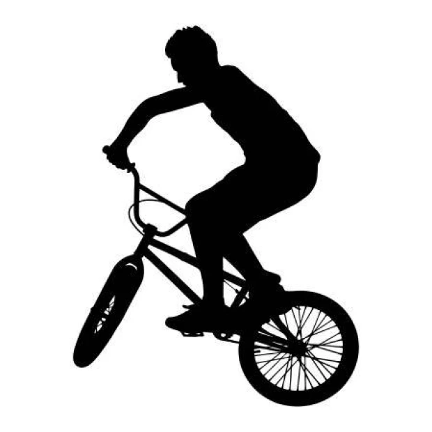 Szablon do malowania rower BMX 2321 - Wzór graficzny. Postać rowerzysty w dynamicznej pozycji na rowerze