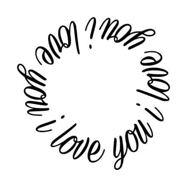 Szablon malarski I love you 2338 - Wzór graficzny. Tekst w formie okręgu, litery stylizowane, różne rozmiary
