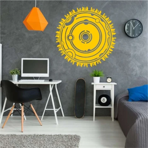 Szablon na ścianę panorama abstrakcyjna 2291 - Aranżacja w biurze. Szare ściany, minimalistyczne meble, nowoczesny styl