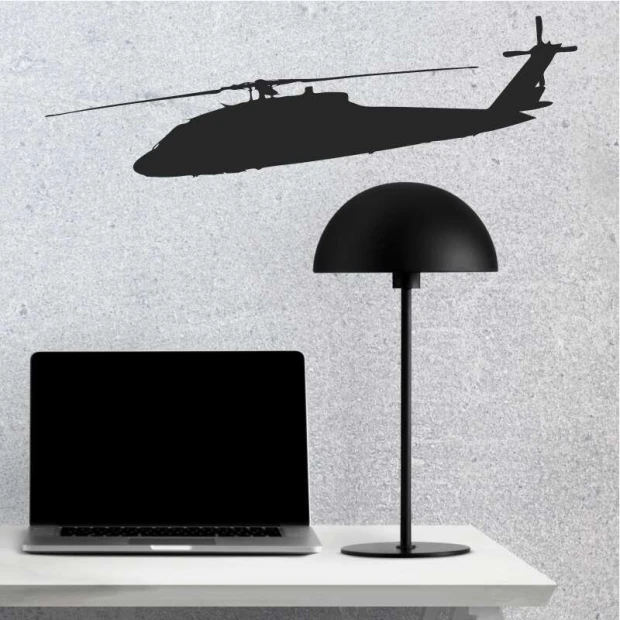 Helikopter szablon malarski 2299 - Wzór graficzny. Kształt helikoptera z wyraźnymi detalami wirnika i kadłuba