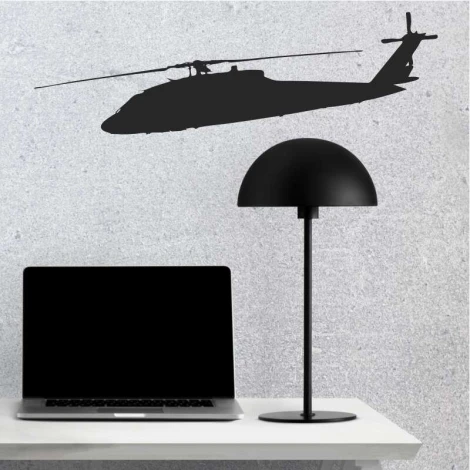 Helikopter szablon malarski 2299 - Wzór graficzny. Kształt helikoptera z wyraźnymi detalami wirnika i kadłuba
