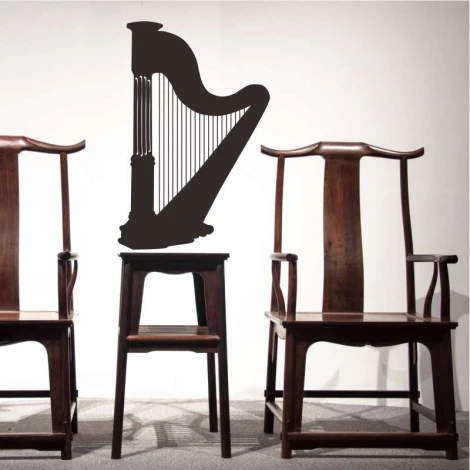 Szablon na ścianę harfa 2252 - Aranżacja w salonie. Meble w stylu klasycznym, jasne ściany