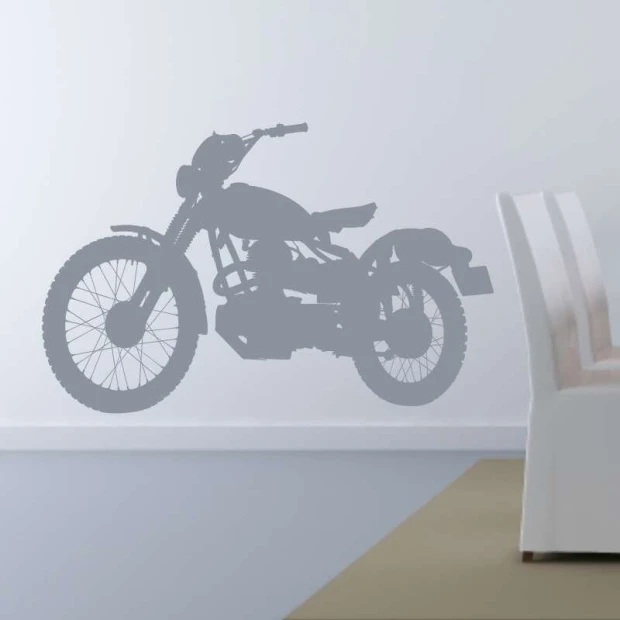 Szablon na ścianę motocykl 2325 - Wzór graficzny. Motocykl w profilu z wyraźnymi liniami, kształt ramy i kół