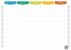 Tablica magnetyczna planer suchościeralny tygodniowy 264 - Wzór graficzny. Prosta siatka z dniami tygodnia w kolorowych
