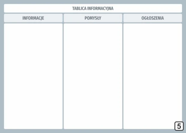 Tablica magnetyczna suchościeralna z nadrukiem Tablica informacyjna i kolumnami na białym tle