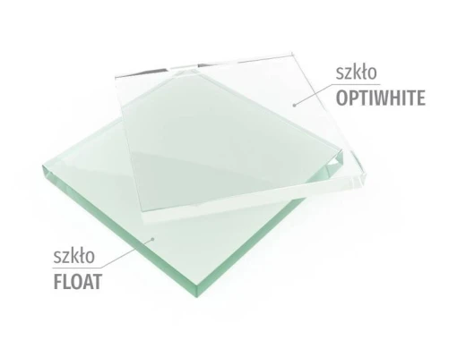 Porównanie próbek szkła Optiwhite i Float na białe tło