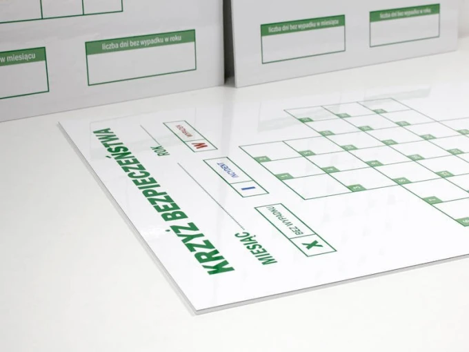 Magnetyczna suchościeralna tablica lean krzyż bezpieczeństwa 079 - Wzór graficzny. Tablica z siatką i polami do zaznaczania
