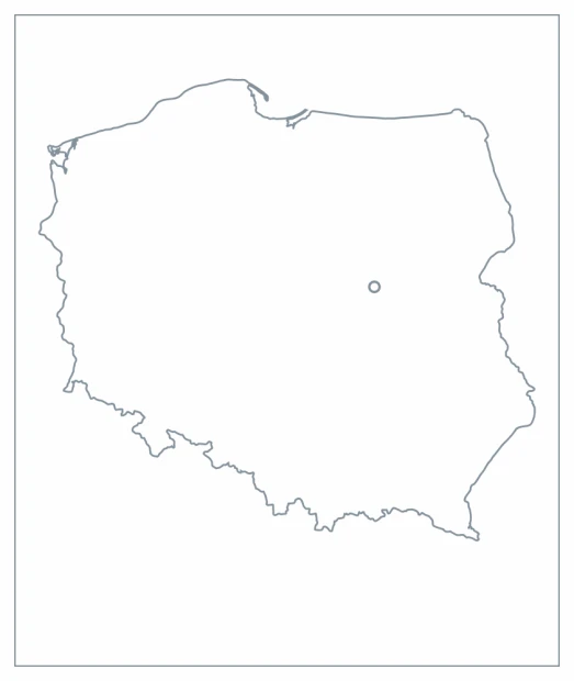 Nakładka magnetyczna suchościeralna z nadrukiem konturowej mapy Polski na białym tle