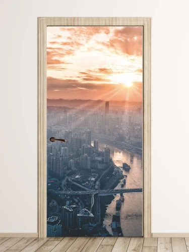 Fototapeta naklejka na drzwi miasto z lotu ptaka FP 5672