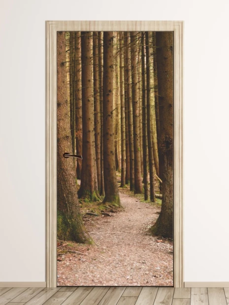 Fototapeta na drzwi w gęstym lesie FP 6033 - Aranżacja w nowoczesnym wnętrzu. Ściany w jasnych odcieniach