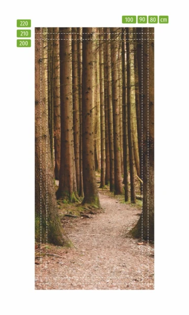 Fototapeta na drzwi w gęstym lesie FP 6033 - Aranżacja w naturalnym stylu. Ściany w odcieniach brązu i zieleni